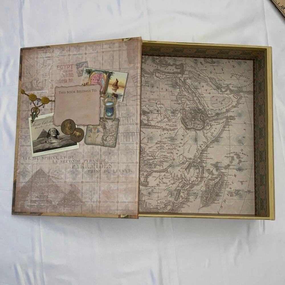 Punch Studio Large Egypt Faux Book Decorative Box Storage Keepsake 11"x13.5" - Picture 3 of 10